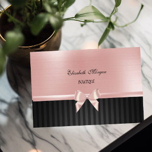 Elegante Stijlvolle Luxe ,Gestreept, Roze Lint Boo Visitekaartje