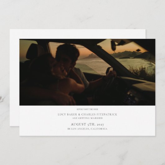 Elegante stijlvolle minimalistische fotobruiloft save the date (Voorkant / Achterkant)