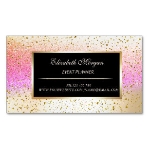 Elegante Stijlvolle Moderne Gouden Confetti, Bokeh Magnetisch Visitekaartje