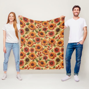 Elegante stijlvolle moderne kleurrijke zonnebloem  fleece deken