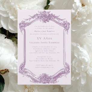 Elegante stijlvolle Paarse Quinceañera 15e verjaar Kaart