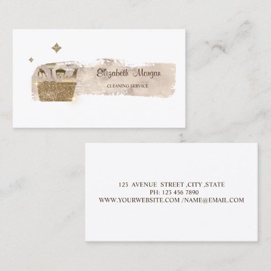 Elegante Stijlvolle Paint Stroke Gold Glitter Scho Visitekaartje (Voorkant / Achterkant)