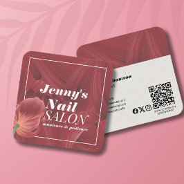 Elegante stijlvolle rode Abstract Patroon Nail Mak Vierkante Visitekaartje