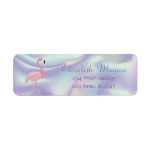 Elegante stijlvolle, roze flamingo holografisch etiket