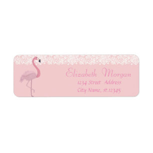 Elegante stijlvolle, roze flamingo, kant etiket