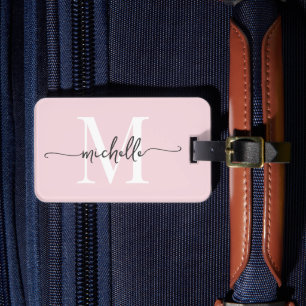 Elegante Stijlvolle Roze Roze Monogram Initiaal Sc Bagagelabel