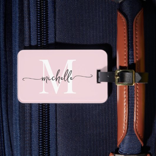 Elegante Stijlvolle Roze Roze Monogram Initiaal Sc Bagagelabel (Voorkant Insitu 4)