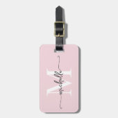 Elegante Stijlvolle Roze Roze Monogram Initiaal Sc Bagagelabel (Voorkant verticaal)