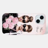Elegante stijlvolle roze zwarte Waterverf Glam Squ Case-Mate iPhone Case (Achterkant (horizontaal))