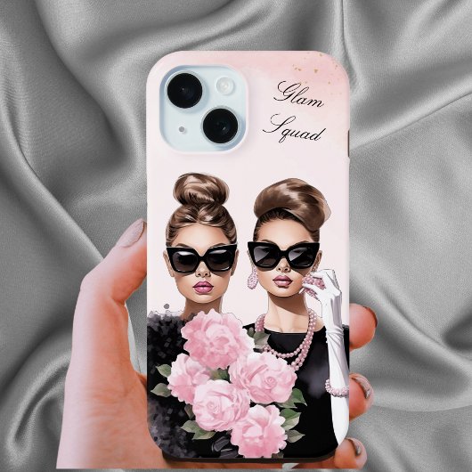 Elegante stijlvolle roze zwarte Waterverf Glam Squ Case-Mate iPhone Case