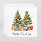 Elegante stijlvolle rustieke Waterverf kerstboom Feestdagenkaart (Voorkant / Achterkant)
