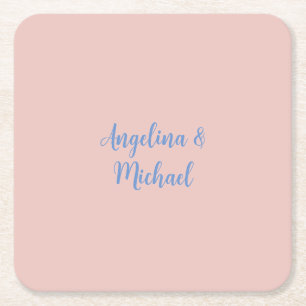 Elegante stijlvolle trendy unieke namen kalligrafi vierkante kartonnen onderzetter