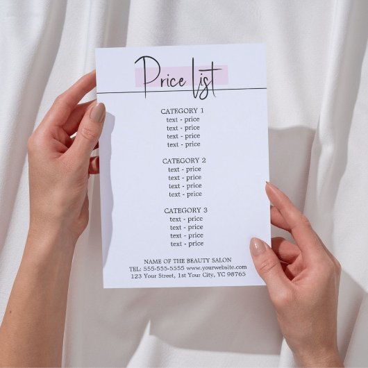 Elegante stijlvolle witte roos schoonheidsmenu flyer