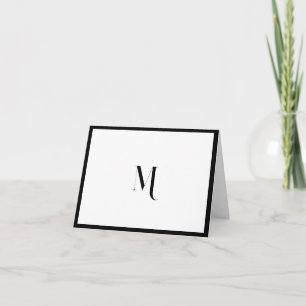Elegante stijlvolle zwarte monogram initiaal rand notitiekaartje