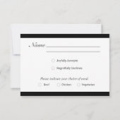 Elegante Stippen Zwart/Wit Antwoordkaart RSVP Kaartje (Achterkant)