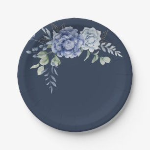 Elegante Stof Blauw Groene Huwelijksbenodigdheden Papieren Bordje