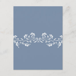 Elegante Stof Blauw Klassiek Huwelijk Informatiekaartje