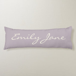 Elegante Stof Lilac Handgeschreven Script Naam Cus Lichaamskussen