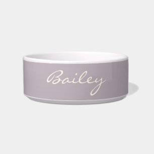 Elegante Stof Lilac Handgeschreven Script Naam Cus Voerbakje