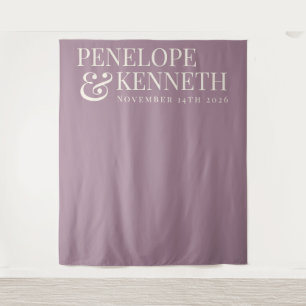 Elegante Stof Paarse Aangepaste Trouw Achtergrond Wandkleed