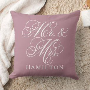 Elegante Stof Rose Mr en Mrs Bruiloft Kussen