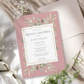 Elegante Stof Roze Gouden Groene Bruidsborrel Kaart