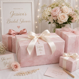Elegante Stof Roze Marmer Cadeaupapier