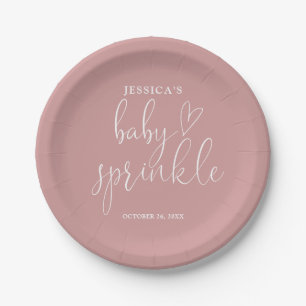 Elegante Stof Roze Roze Baby Spetterfeest Papieren Bordje