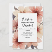 Elegante Stof Roze Roze Waterverf Bloemige Trouwda Kaart (Voorkant)
