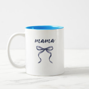 Elegante Stofblauwe Aquarel Strik Mama Op Maat Tweekleurige Koffiemok