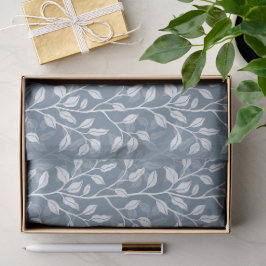 Elegante Stofblauwe Blad Botanische Silhouet Tissuepapier