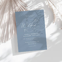 Elegante Stofblauwe Bloeiende Kalligrafie Bruiloft