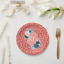 Elegante Stofblauwe Bloemen & Rode Harten Geborduu