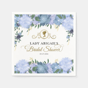 Elegante Stofblauwe Bloemrijke Victoriaanse Bruids Servet
