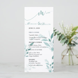 Elegante Stofblauwe Eucalyptus Turquoise Bloemige Menu