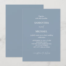 Elegante Stofblauwe Minimalistische Trouwuitnodigi