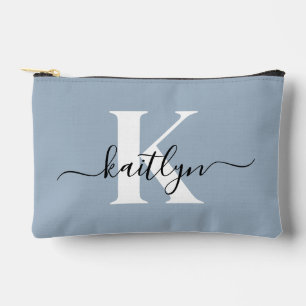 Elegante Stofblauwe Script Monogram Etui