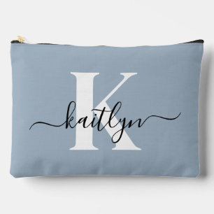 Elegante Stofblauwe Script Monogram Etui