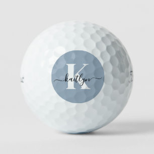 Elegante Stofblauwe Script Monogram Golfballen