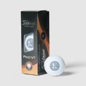 Elegante Stofblauwe Script Monogram Golfballen (Verpakking)