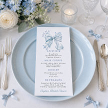 Elegante Stofblauwe Strik Coquette Platte Menu