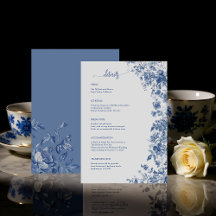 Elegante Stofblauwe Toile Bloemige Trouwdetails
