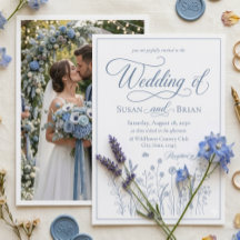 Elegante Stofblauwe Wilde Bloem Foto Bruiloft