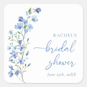 Elegante Stofblauwe Wilde Bloem Vierkante Sticker