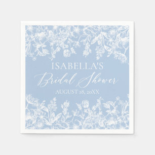 Elegante Stofblauwe Wilde Bloemen Bruidsdouche Servet
