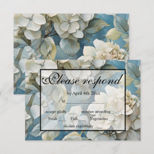 Elegante stoffige blauw blauwgroen ivoor florale h RSVP kaartje