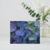 Elegante stoffige blauw paarse bloemen briefkaart (Staand voorkant)