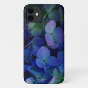 Elegante stoffige blauw paarse bloemen iPhone 11 hoesje