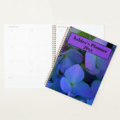 Elegante stoffige blauw paarse bloemen planner (Display)