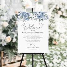 Elegante stoffige blauwe bloemen unplugged ceremon